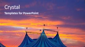 Presentation with circus - PPT theme consisting of circus tent in a dramatic background and a violet colored foreground