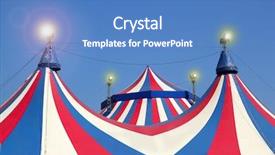  Presentation with tent - Cool new presentation design with circus tent under blue sky backdrop and a teal colored foreground