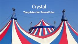  Presentation with red white blue - PPT layouts with circus tent under blue sky background and a teal colored foreground