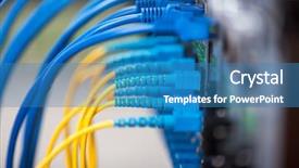  Presentation with data transfer - Presentation design consisting of data transfer by optical fibre background and a teal colored foreground