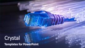  Presentation with fiber - Amazing PPT theme having switches - internet switch network cables backdrop and a navy blue colored foreground