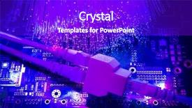  Presentation with fiber - Audience pleasing PPT theme consisting of cisco - network cables and hub closeup backdrop and a purple colored foreground