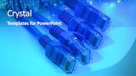  Presentation with fiber - Beautiful PPT theme featuring network cables and hub closeup with fiber optical background backdrop and a cobalt blue colored foreground