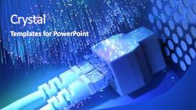  Presentation with fiber - Audience pleasing slide set consisting of network cables and hub closeup backdrop and a teal colored foreground