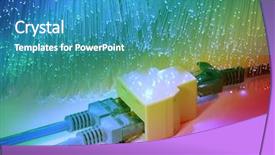  Presentation with cables - Cool new slide set with cisco - network cables and hub closeup backdrop and a teal colored foreground