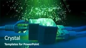  Presentation with fiber - Theme having isp - network cables and hub closeup background and a ocean colored foreground