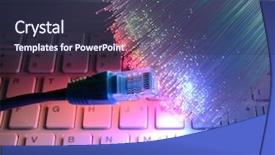  Presentation with fiber - Colorful theme enhanced with electronic file data transfer concept - network cables closeup with fiber backdrop and a tawny brown colored foreground