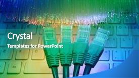  Presentation with computer network - Audience pleasing slides consisting of electronic computer - network cables closeup with fiber backdrop and a  colored foreground