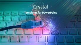  Presentation with fiber - Audience pleasing PPT theme consisting of cisco - network cables closeup with fiber backdrop and a ocean colored foreground