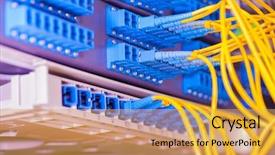  Presentation with fiber optic - PPT layouts having laser commnication - technology center with fiber optic background and a yellow colored foreground