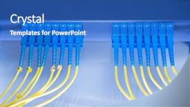 Presentation with fiber optic - Audience pleasing PPT layouts consisting of technology center with fiber optic equipment backdrop and a teal colored foreground