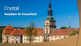  Presentation with czech republic - Colorful presentation design enhanced with cistercian-monastery-plasy-in-western backdrop and a teal colored foreground