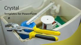  Presentation with dead egret birds lying - Beautiful PPT layouts featuring cistern - close up of pliers lying backdrop and a  colored foreground