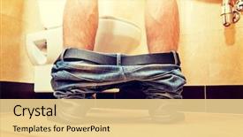  Presentation with toilet - Theme consisting of cistern - man peeing in toilet background and a blonde colored foreground