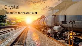  Presentation with train railway - Presentation featuring cisterns-train-at-the-sunset background and a yellow colored foreground