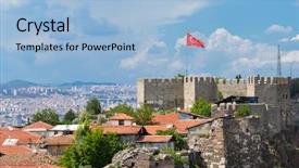  Presentation with history of old turkey - Beautiful PPT layouts featuring citadel of ankara - ankara turkey backdrop and a light blue colored foreground