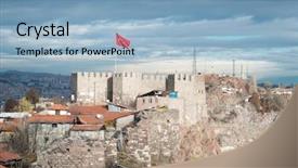  Presentation with history of old turkey - Audience pleasing theme consisting of citadel of ankara - ankara turkey backdrop and a light blue colored foreground