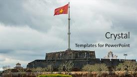  Presentation with world flag - Slide set enhanced with citadel of hue city vietnam background and a light gray colored foreground