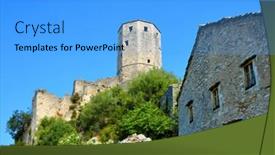  Presentation with bosnia - Beautiful PPT theme featuring citadel-pocitelj-castle-in-bosnia backdrop and a light blue colored foreground