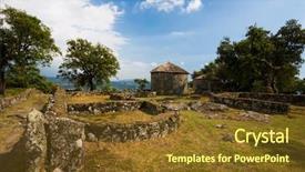  Presentation with archaeological - Slide deck having citania de briteiros in guimaraes background and a  colored foreground