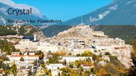  Presentation with france - Slide set with cite - old fortification town briancon background and a  colored foreground