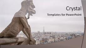  Presentation with notre dame cathedrial - PPT theme having cite - one of famous chimera background and a white colored foreground