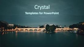  Presentation with cable stayed bridge over river - PPT theme featuring cite - river seine and bridge background and a  colored foreground