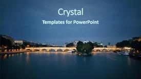  Presentation with cable stayed bridge over river - PPT theme featuring cite - river seine and bridge background and a ocean colored foreground