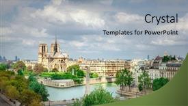  Presentation with notre dame - Colorful slide set enhanced with cite - view of notre dame de backdrop and a light gray colored foreground