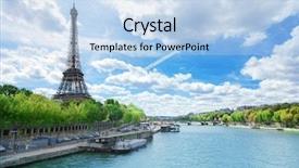  Presentation with eiffel tower - Amazing presentation theme having cite - view of paris with eiffel backdrop and a light blue colored foreground