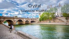  Presentation with paris - Presentation theme with cite - view of the pont neuf background and a light blue colored foreground
