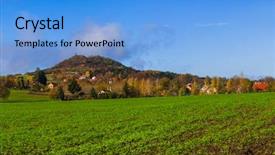  Presentation with nature village - PPT layouts enhanced with europe cities - village near town jicin background and a light blue colored foreground