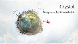  Presentation with cities - Colorful presentation theme enhanced with cities-around-the-planet-mixed backdrop and a white colored foreground