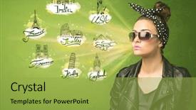  Presentation with cities - Slide set consisting of cities around the world background and a yellow colored foreground