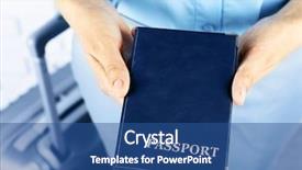  Presentation with hands holding - Cool new PPT theme with citizen data - female hands holding passport closeup backdrop and a ocean colored foreground