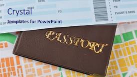  Presentation with ticket - PPT theme having citizen data - passport with ticket on map background and a sky blue colored foreground