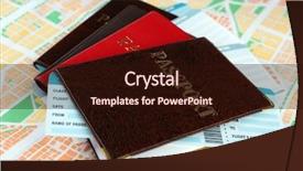  Presentation with data - Theme consisting of citizen data - passports with tickets on map background and a wine colored foreground