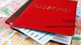 Presentation with data - PPT theme enhanced with citizen data - passports with tickets on map background and a crimson colored foreground