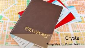  Presentation with sydney map - Presentation theme with citizen data - passports with tickets on map background and a coral colored foreground