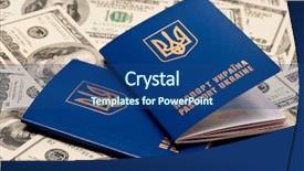  Presentation with international - Presentation design with citizen data - two international ukrainian passport background and a ocean colored foreground