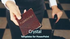  Presentation with cannabis marijuana leaves passport - Presentation design enhanced with citizen data - woman with suitcase holding passport background and a wine colored foreground