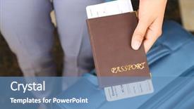  Presentation with cannabis marijuana leaves passport - Colorful PPT theme enhanced with citizen data - woman with suitcase holding passport backdrop and a teal colored foreground