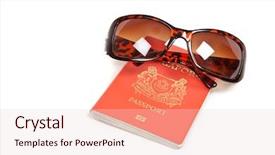  Presentation with passport - PPT theme featuring citizen journalism - passport and pair of sunglasses background and a lemonade colored foreground