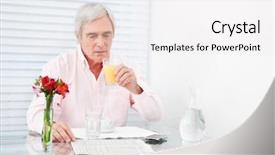  Presentation with newspaper - Colorful PPT layouts enhanced with citizen journalism - senior man checking stock quotes backdrop and a  colored foreground