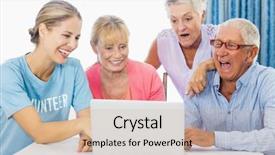  Presentation with physical activity seniors active senior - Theme enhanced with citizen participation - volunteer and seniors using background and a soft green colored foreground