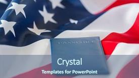  Presentation with nationalism - Slides featuring citizenship patriotism and nationalism concept - close up of american flag and passport background and a ocean colored foreground