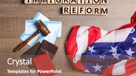  Presentation with immigration - Theme enhanced with us passport law legal citizenship - cubes with text immigration reform background and a violet colored foreground