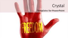  Presentation with freedom - Presentation design consisting of freedom written on hand isolated background and a lemonade colored foreground