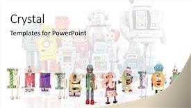  Presentation with immigration - PPT layouts with word immigration with retro robot background and a white colored foreground