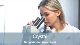  Presentation with microscope - Colorful slide deck enhanced with citology - beauty researcher looking through microscope backdrop and a seafoam green colored foreground
